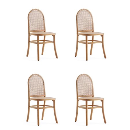 MANHATTAN COMFORT Paragon Dining Chair 2.0 in Nature and Cane, Set of 4 2-DCCA12-NA